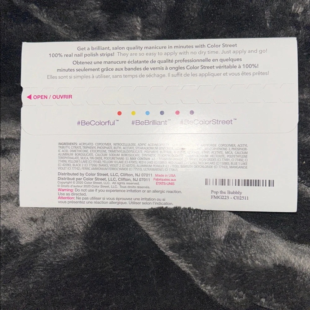 Color Street Pop The Bubbly Champagne Glitter Nail Polish Strips NWT